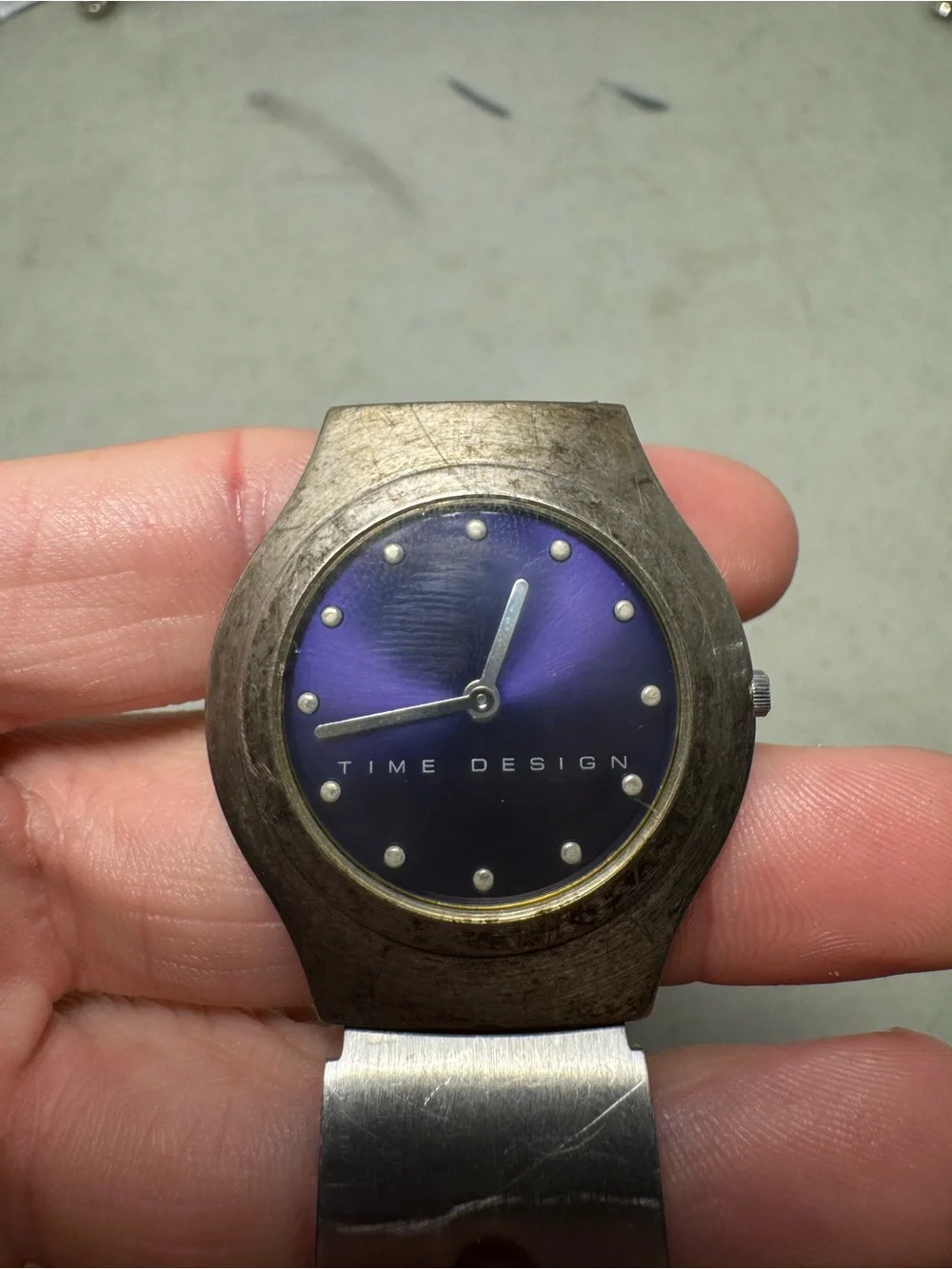 Vintage Womens Time Design Purple Dial Watch AS IS